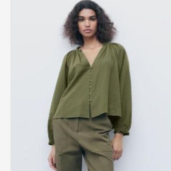 ZARA BOHO EMBROIDERED BLOUSE - Picture 4 of 8